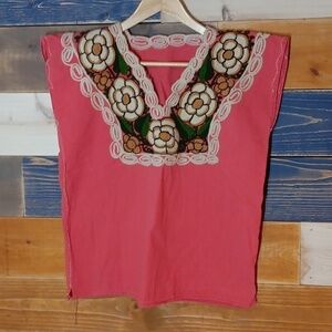 Vintage Embroidered Top Coral